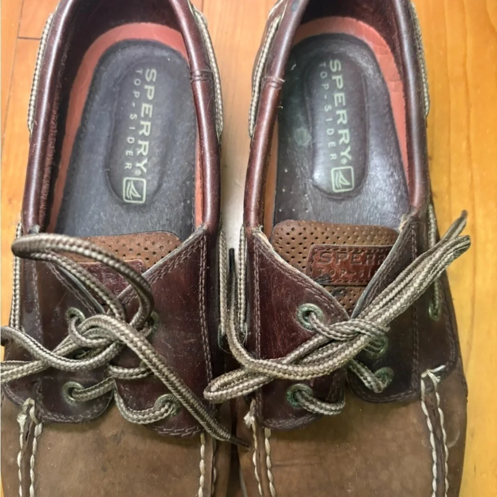 Sperry Men's Brown Two-Tone Leather & Canvas Boat Shoes